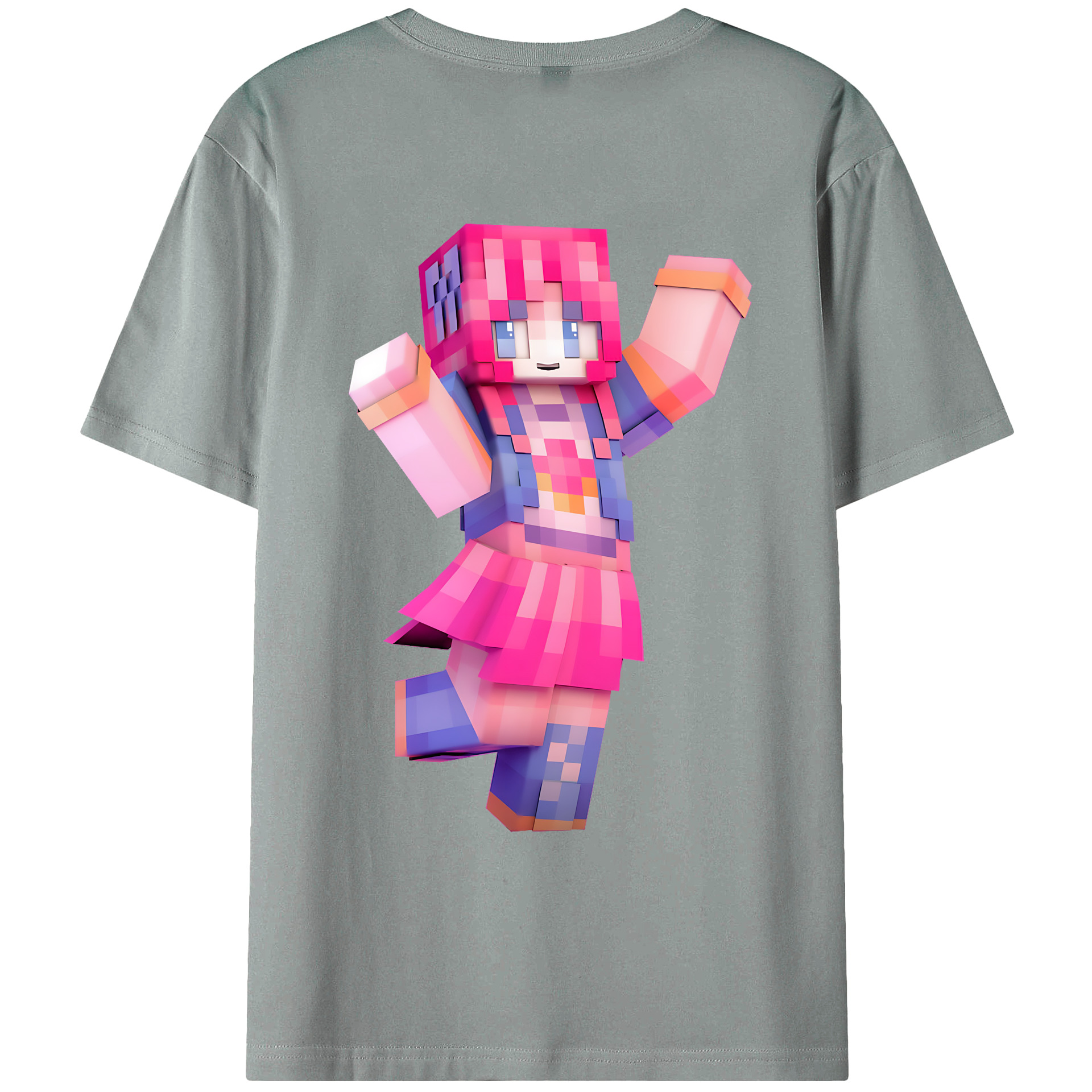 （画像用） マインクラフト ブロックの世界 Minecraft MC Block world 綿100％ メンズ半袖Tシャツ（バックプリント） 通気性